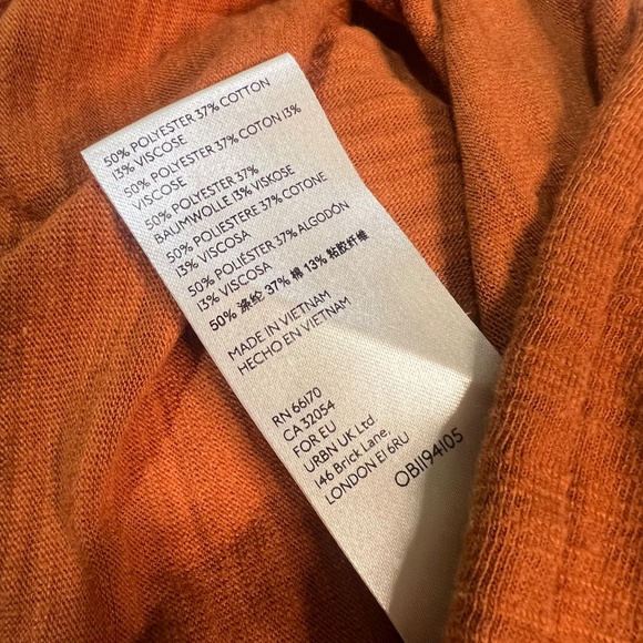 Shirred [We The Free ✵ People] Burnt Orange Tee | Ruched Long Sleeve Top | Small - Picture 9 of 12